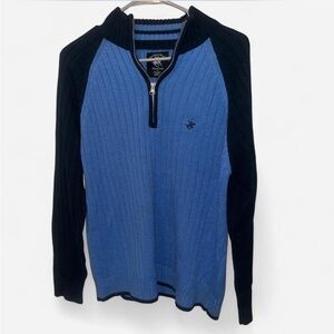 Beverly Hills Polo Club Blue and Black Zip-Up Sweater